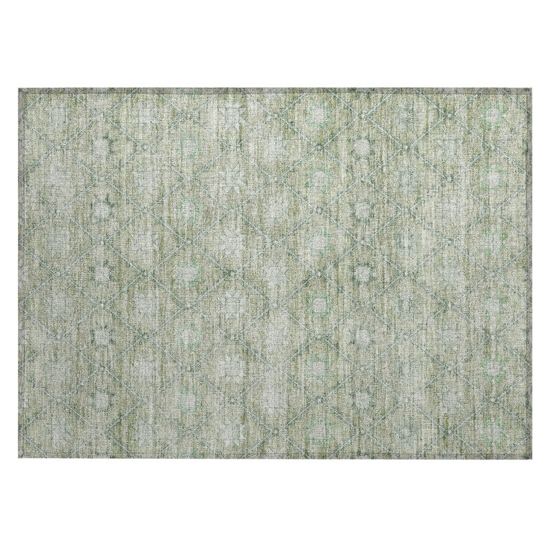 Machine Washable Indoor/Outdoor Xhevrie Aloe Rug, Rectangle 1'8" x 2'6"