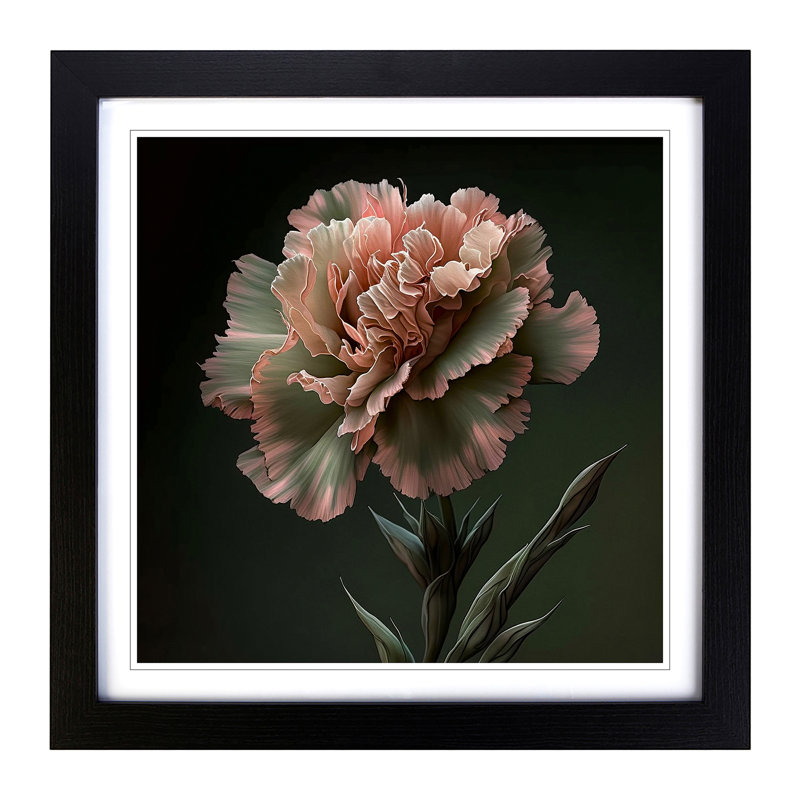 Carnation Flower Realism - Framed Print, Walnut