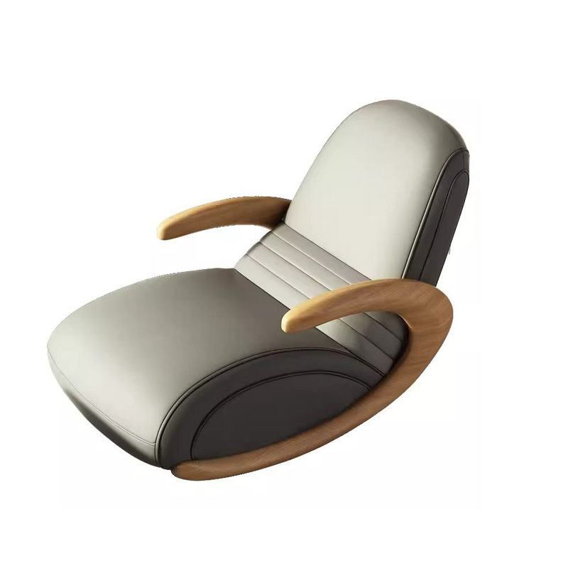 Chaise berçante en bois massif Light Luxury Elegant, Blanc cassé