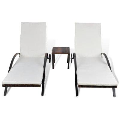 Viveiros 80" Long Single chaise with Cushions and Table by Highland Dunes