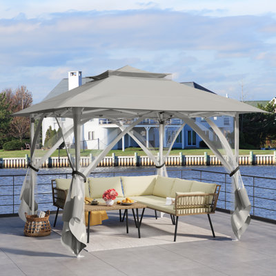 10/11/13Ft Steel Pop-Up Canopy With Soft-top