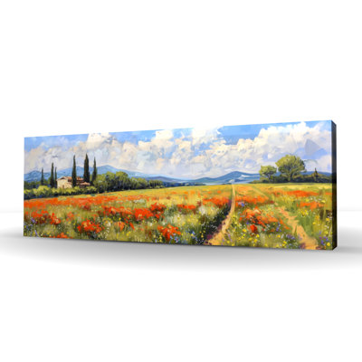 «Field line», toile jaune pour décoration intérieure - art mural vibrant