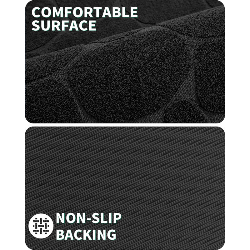 Emslie Non Slip Rubber Bath Rug, 16"W x 24"L, Black