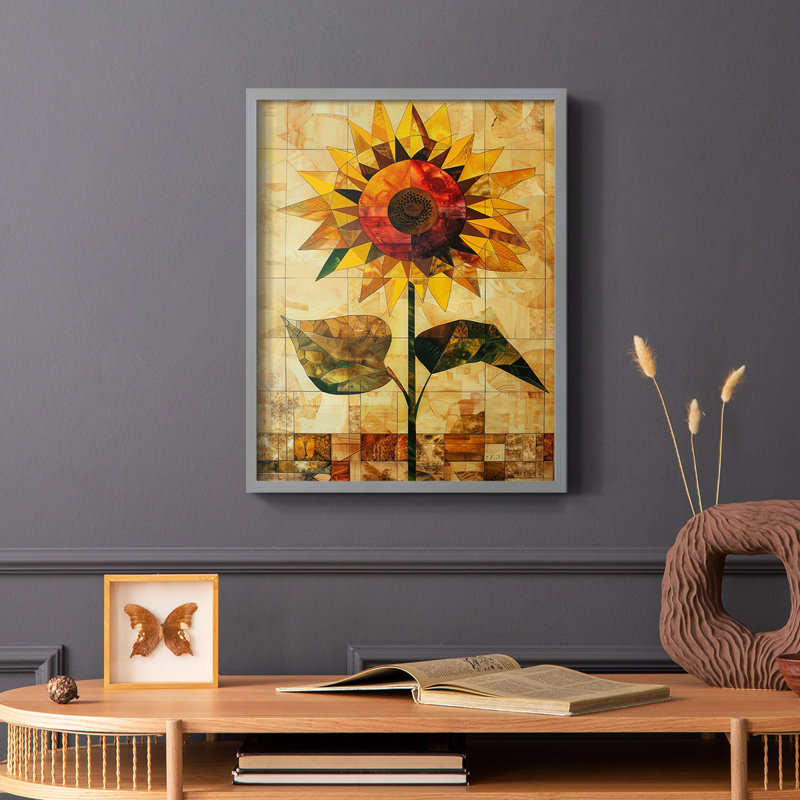 Série FLORAL CDLxxv - reproduction encadrée de qualité supérieure - prête à être accrochée - aucun clou requis, Gris