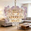 Lustre moderne à fleur mauve, luminaire suspendu en cristal doré à 3 lumières de 14 pouces K9, petit luminaire élégant à 4 niveaux pour la salle à manger, îlot de cuisine, chambre à coucher