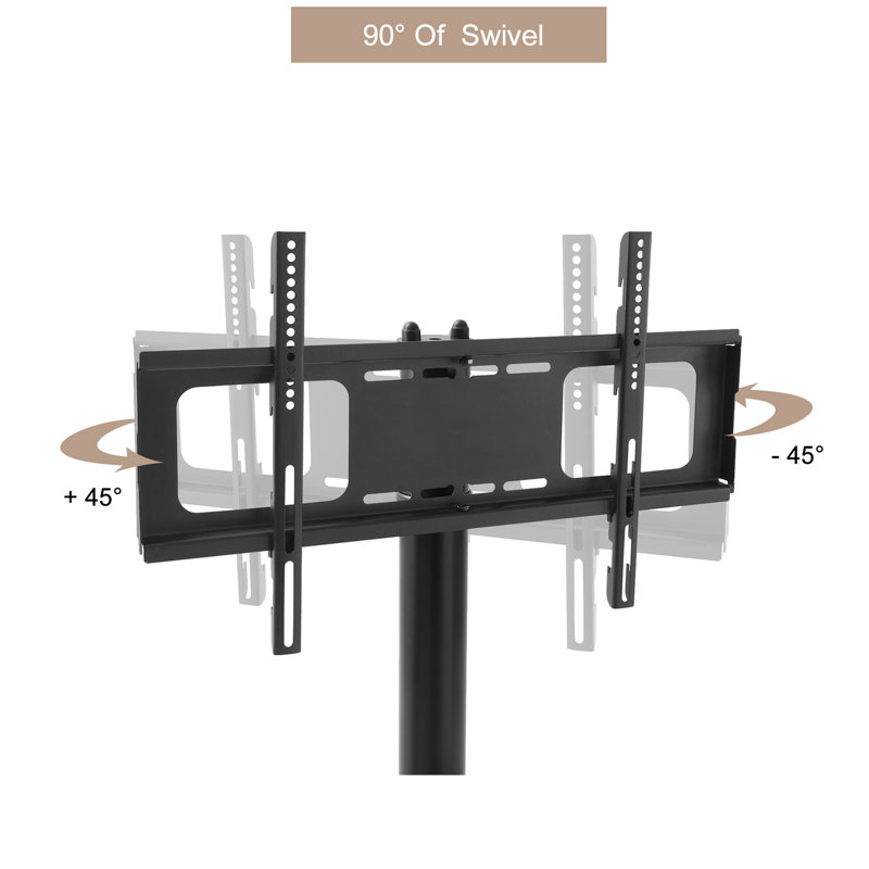Height and Angle Adjustable Multi-Function Tempered Glass Metal Frame Floor With Lockable Wheels Mobile TV Stand, LCD/Plasma TV bracket  2 Tier Tempered Glass Shelves For Multiple Media Devices