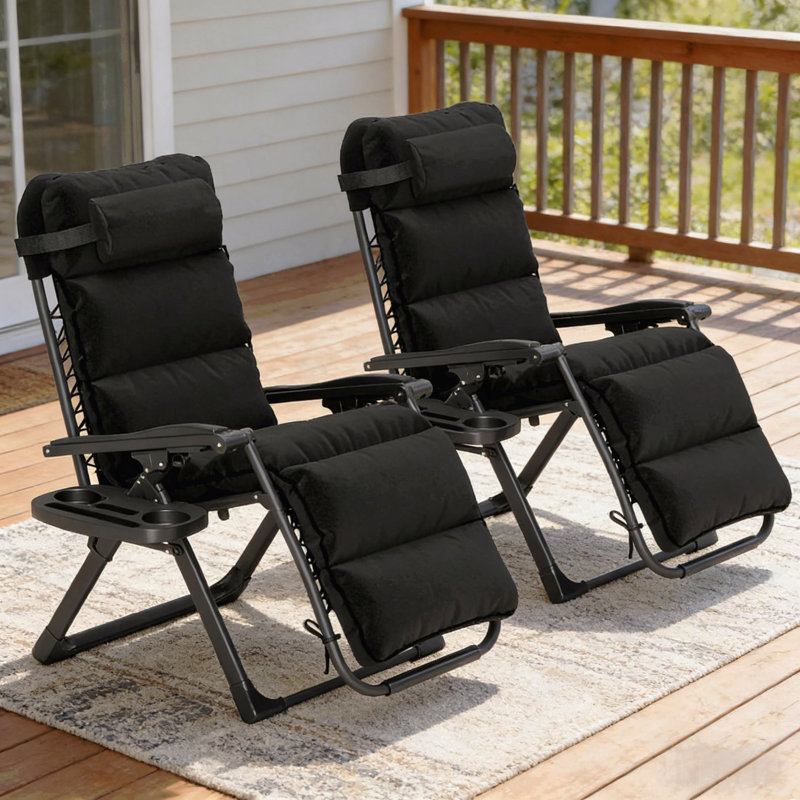 Ensemble de chaises longues inclinables et pliantes pour l'extérieur