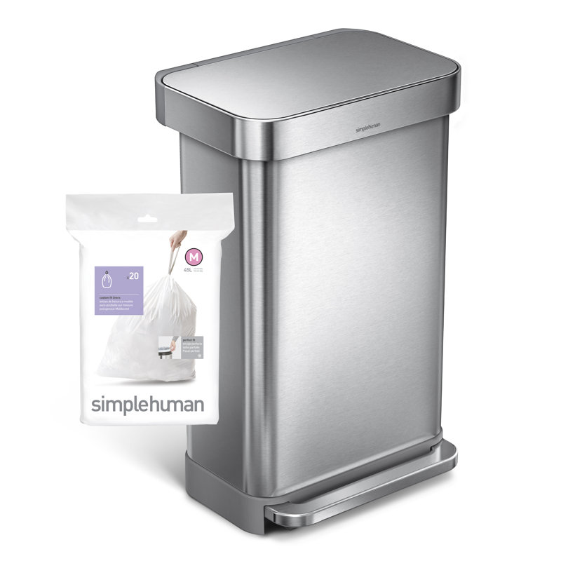 Simplehuman Code M Custom Fit Drawstring Trash Bags, White, 12, 60