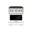 ZLINE 30 in. 4 Burner Gas Range with Gas Oven in Stainless Steel with White Matte Door and Accents