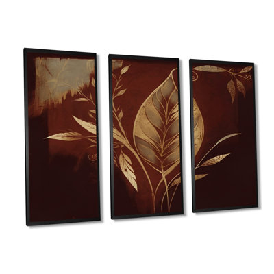 «Terra Cotta Chocolate Leaves IV», reproduction sur toile 3 pièces