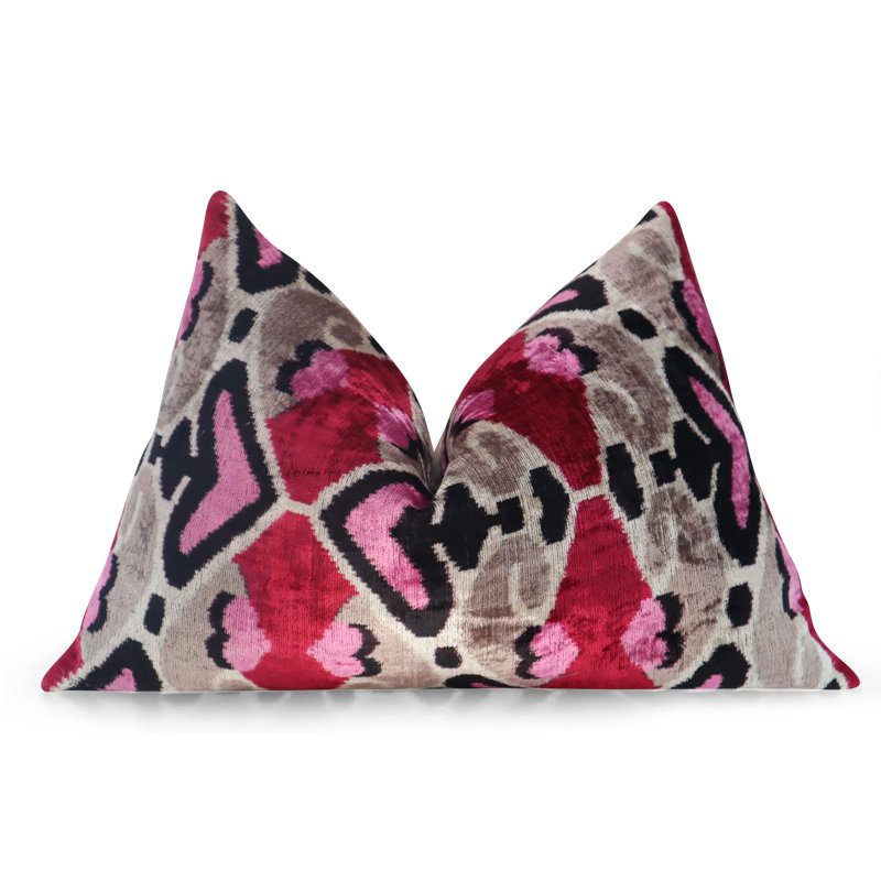 Velvet Rectangular Pillow Cover & Insert, Red Geometric Shapes