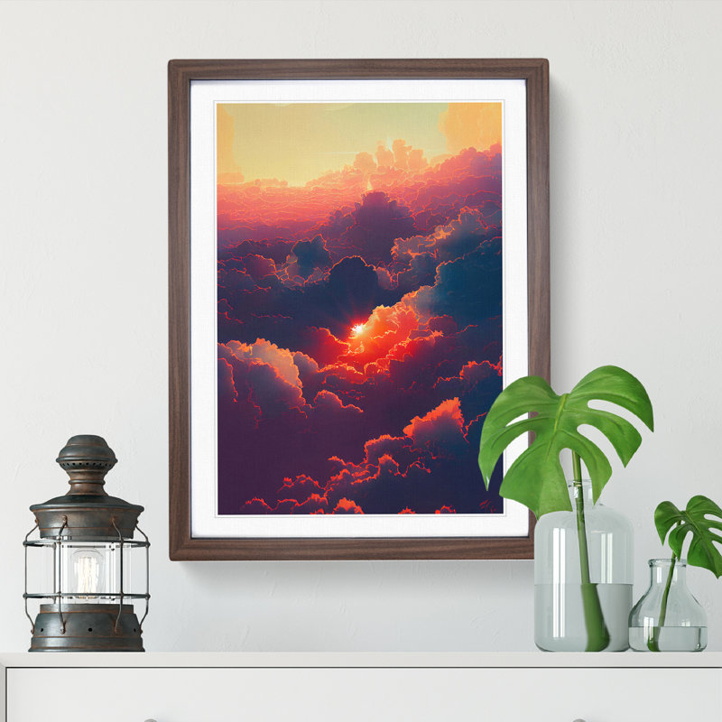 Cloudy Sunset No.2 - Framed Print, 46cm H x 34cm W x 2cm D, Walnut