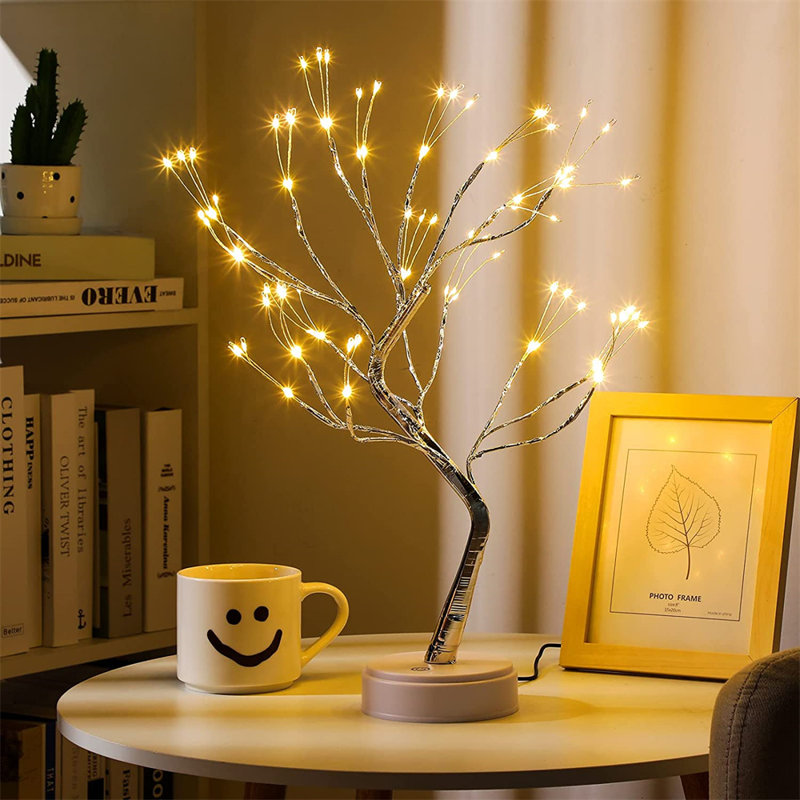 2 Pcs 20" Tabletop Bonsai Tree Light Lamp 108 Led Copper Wire String Lamp Battery/USB Operated DIY Artificial Tree Warm Fairy Light For Indoor Home Bedroom Desktop Christmas Trees Decor