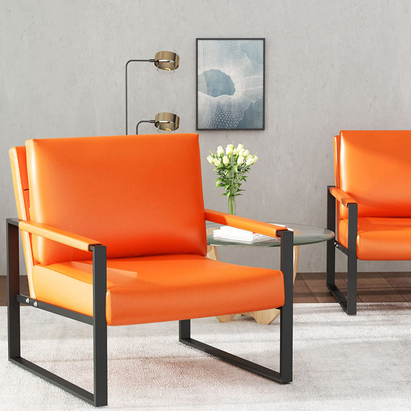 Carlean Faux Leather Armchair, Orange Faux Leather