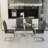 Glass Dining Table, Modern Rectangular Table With Tempered Glass Tabletop & Sliver Metal Legs, Simplistic Kitchen Table, Versatile Table For Home Office (0 Damage)
