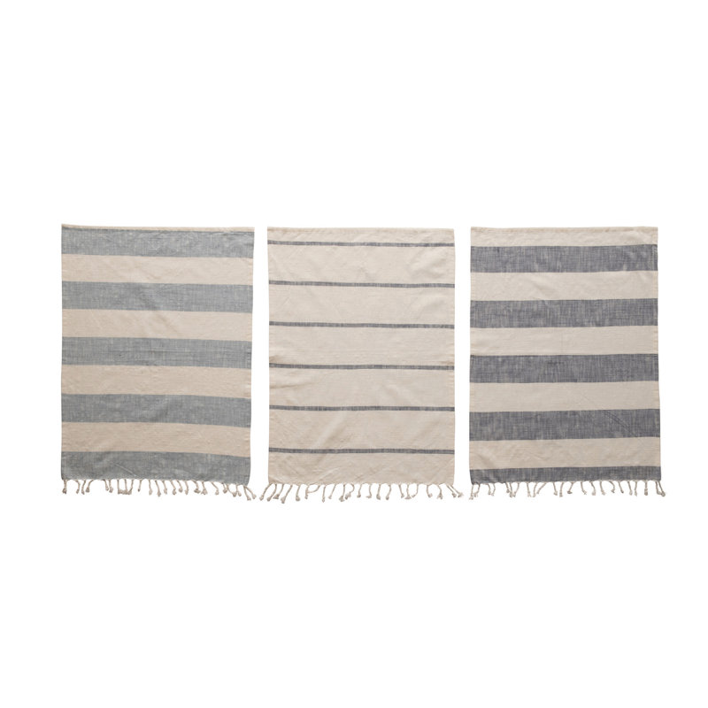 Woodhouse Soft Cotton Tea Towels with Stripes and Tassels