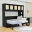 Lit escamotable double en bois avec bureau intégré et armoires-49882853