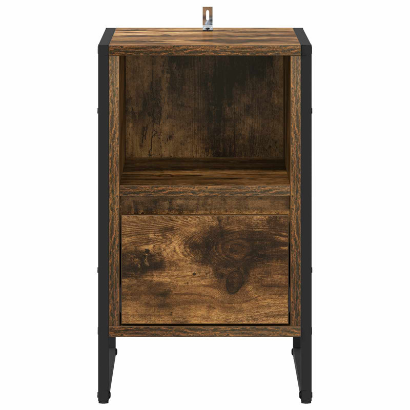 39.5cm W Manufactured Wood Bedside Table, Smoke Oak
