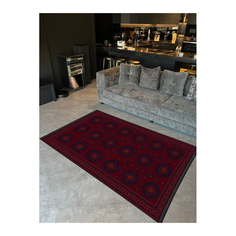 Tapis tissé rouge Mosso, 2'6" x 4'11"