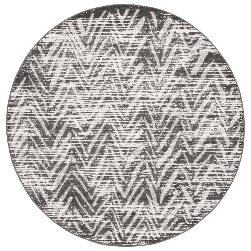 Joannette Performance Chevron Indoor/Outdoor Area Rug, Round 6'7"
