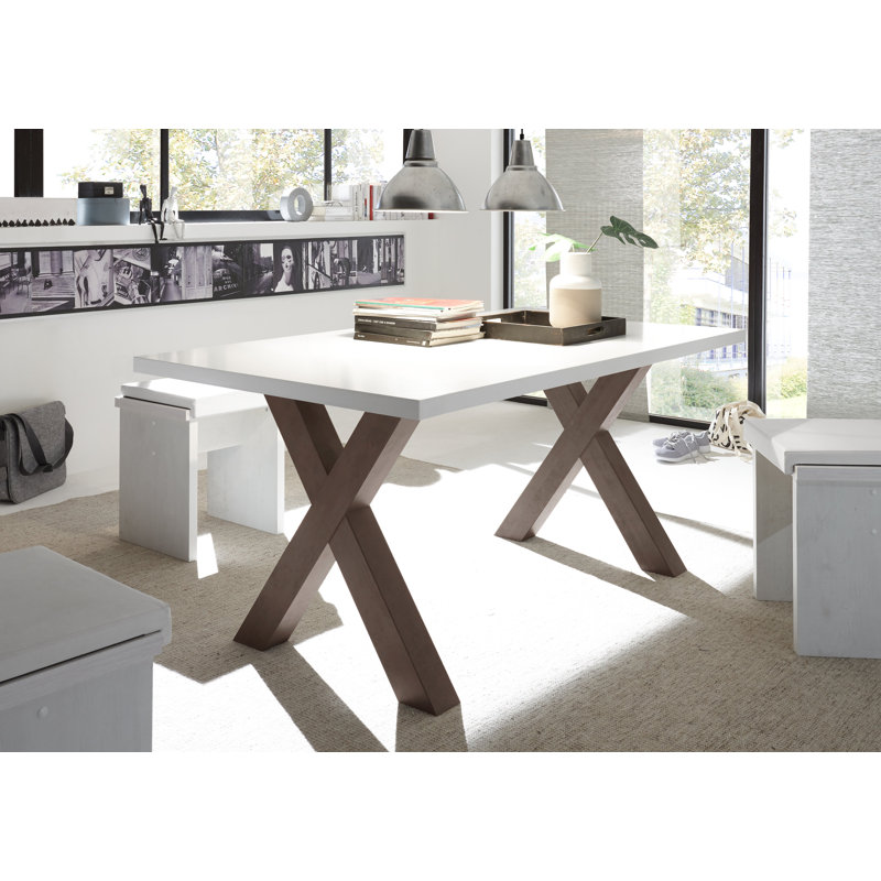 Upper Strode Dining Table, 75cm H x 160cm W x 90cm D, Brown, White