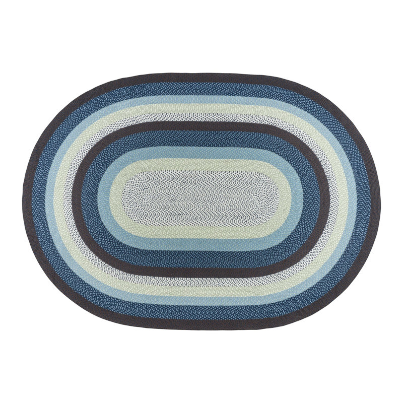  Oval Braided Rug Blueberry & Cream Hand-Woven Jute Rug for Rustic Farmhouse Decor, Oval 8' x 11'