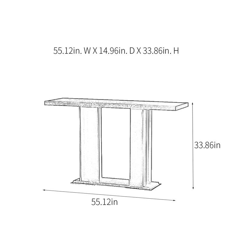 Modern Minimalist Console Table, 33.86" H x 55.12" W x 14.96" D