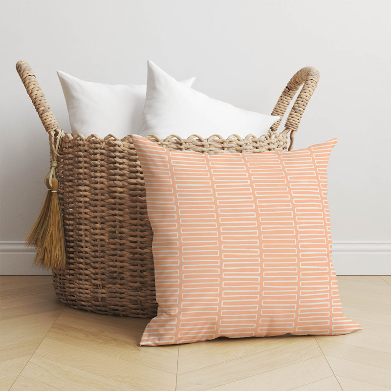 Oreiller Block Maze, Pêche / orange, H 16 po x l 16 po