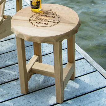 Round Cedar Solid Wood Outdoor Side Table , 15 " W 15 " D