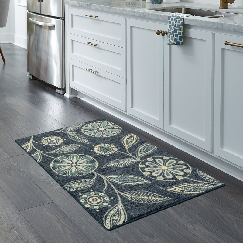 Adderley Floral Persian Blue Area Rug, Rectangle 2'6" x 3'10"