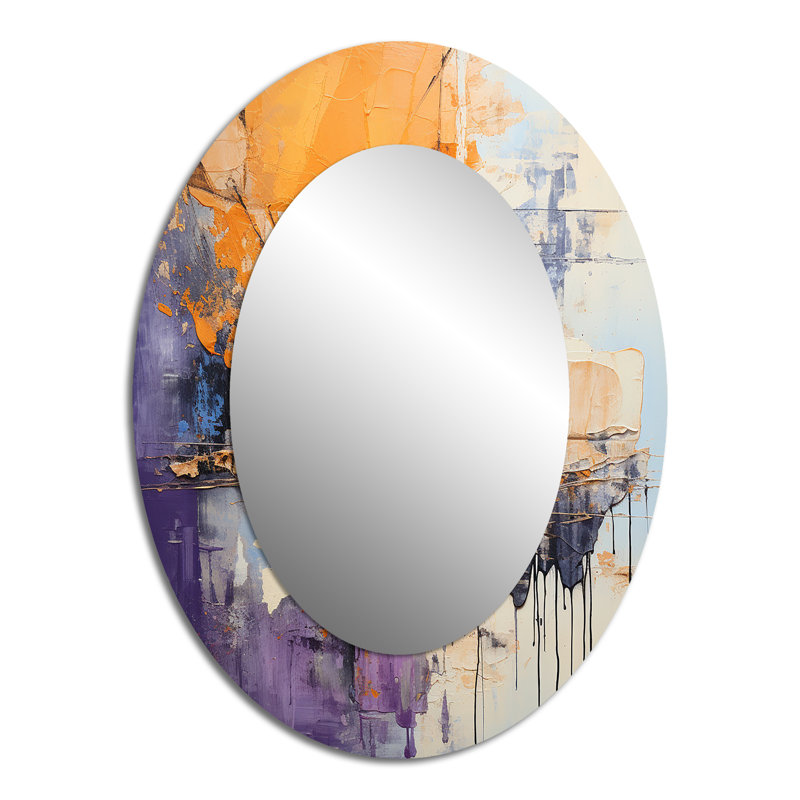 Collage Impressions V - miroir mural ovale moderne jaune, 40 po x 30 po