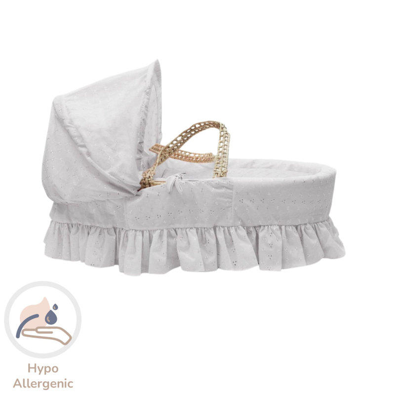 Moses Basket with Bedding with Mattress, White