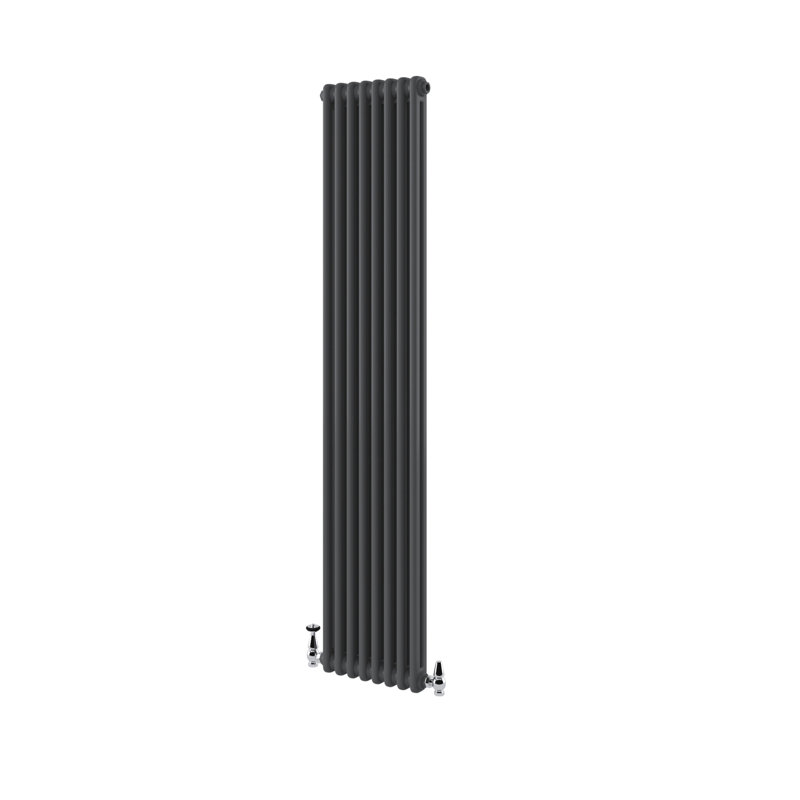 Uxbridge Vertical Traditional Colosseum Radiator, 1800mm H x 380mm W x 100mm D, Anthracite