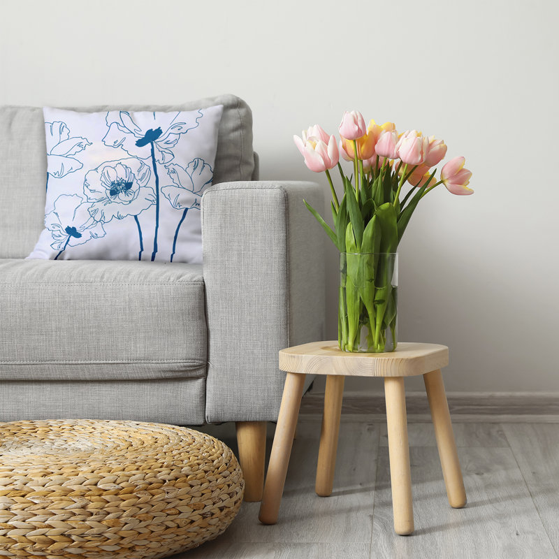 Coussin décoratif en polyester floral, H 26 po x l 26 po, Carré