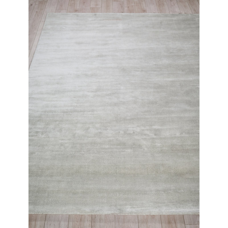Velutto Modern Handmade Silky Nylon, Light Silver Area Rug, Rectangle 10' x 14'