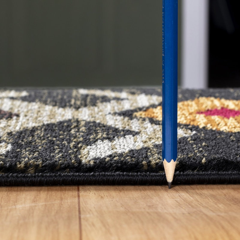 Tapis de 160 cm x 210 cm (5 pi 3 po x 7 pi) noir - Thème, polypropylène pour un intérieur élégant, idéal pour les zones de passage intense.