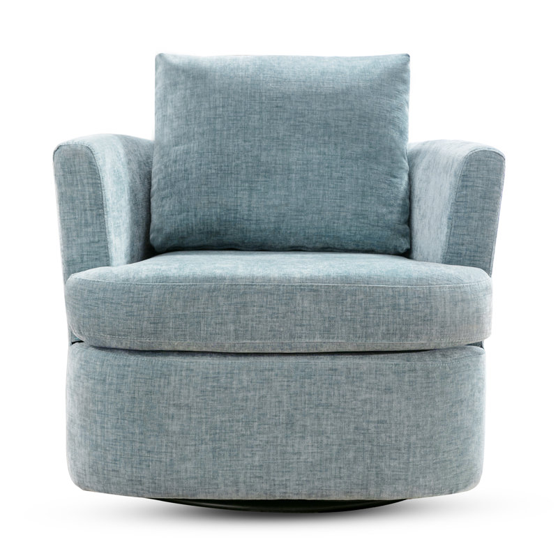 Fauteuil demi-tonneau pivotant de 32,3 po de largeur Jocqueline, Bleu