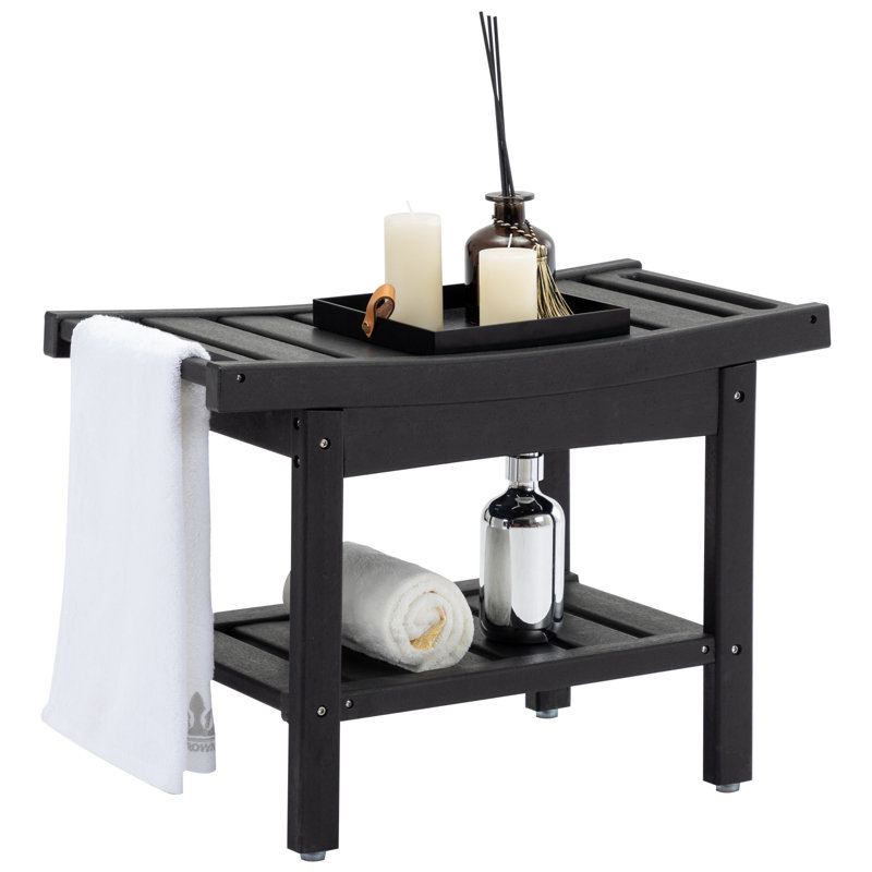 Banc de douche en PEHD Nalyjah, H 16,93 po x l 24,1 po x P 12,6 po, Noir