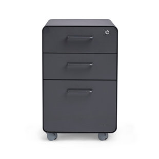 Stackable storage bin with hinged lid, 22L, Plastic File Cabinet:  Streamlined Office Storage