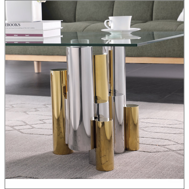 Table basse rectangulaire en acier inoxydable pour le salon