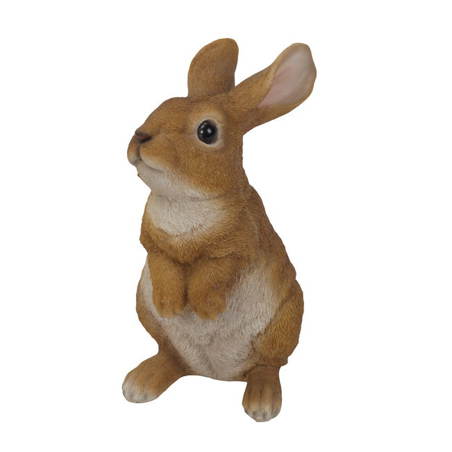 Adorable Brown and White Polyresin Standing Rabbit Statue