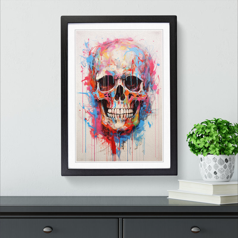 Skull - Single Picture Frame Print on Wood, Black Framed, 64cm H x 46cm W