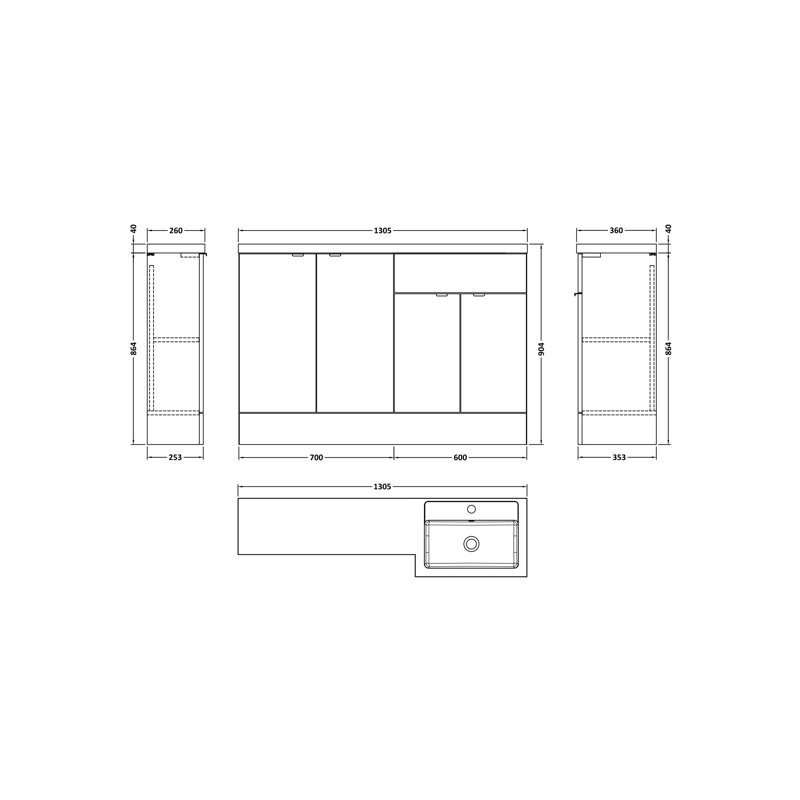 Freestanding Single Vanity with Drop In Basin