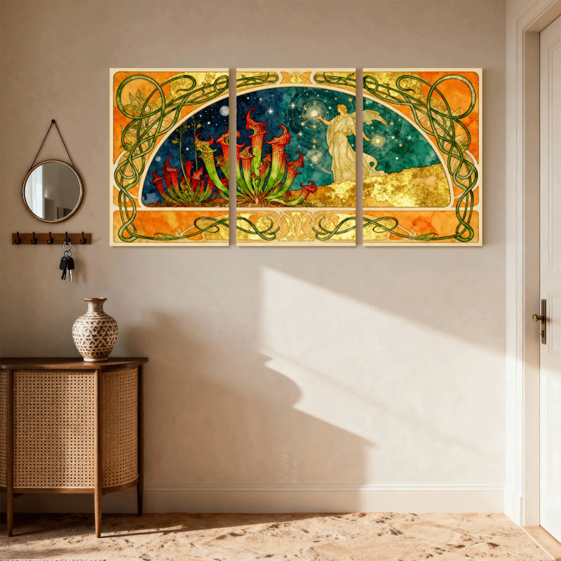 Fantaisie et science-fiction Art Nouveau, ensemble de 3 reproductions d'art sur toile, H 24 po x l 48 po
