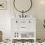 Meuble-lavabo simple autoportant de 91 cm (36 po) avec comptoir en pierre reconstituée, peint à la main, entièrement assemblé, certifié EPA