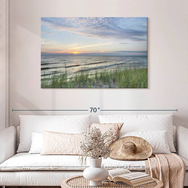 Coucher de soleil sur toile, H 30 po x l 45 po x P 1,25 po