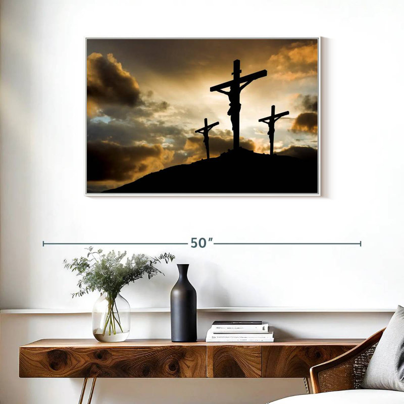 Cross In Calvary, Floating Frame White, 37" X 25"