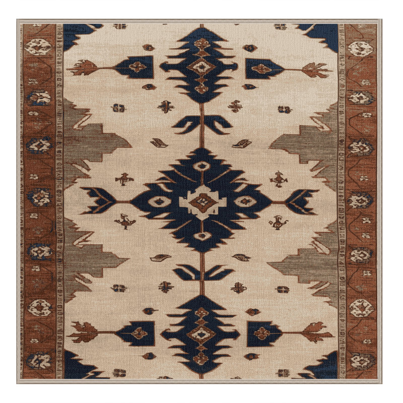 Tapis beige lavable à la machine, Carré 5 pi