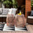 Bamboo Drum Side Table with Black Iron Top – Weather-Resistant Open Weave Accent Table