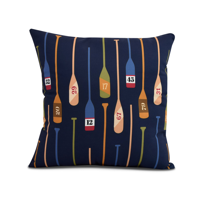 Nantucket Outdoor Reversible Throw Pillow, Navy, 18" x 18"